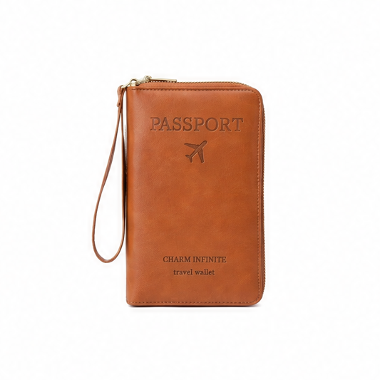 JupiGlow RFID Blocking Passport Holder Travel Wallet, Wrist Strap, Zipper Closure and Multi-Card Pockets, Letter Pattern