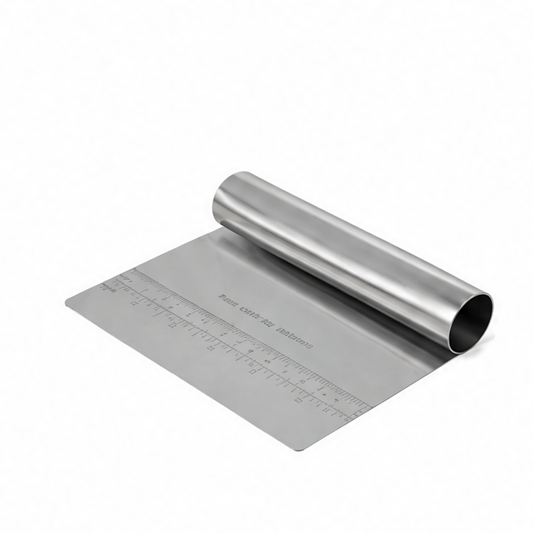 JupiGlow Stainless Steel Dough Scraper, Pastry Cutter and Pizza Divider with Measurement Markings, 5.90 x 4.52 Inch Baking Tool