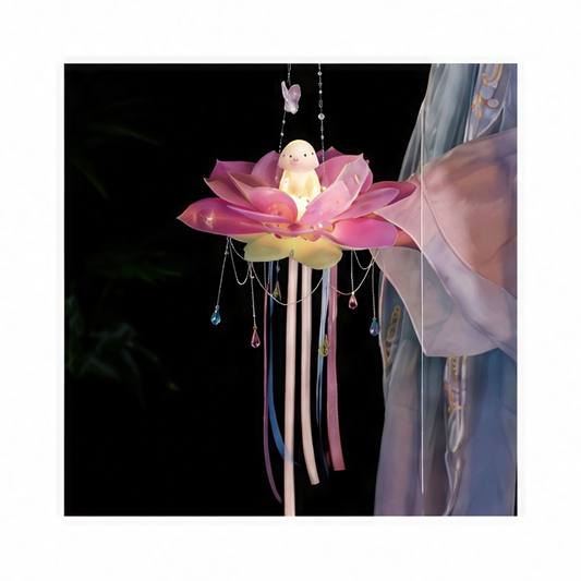JupiGlow DIY Lotus Lantern Kit, Handheld Flower Decoration with Lightweight Non-Woven Fabric for Chinese New Year, Parties and Weddings