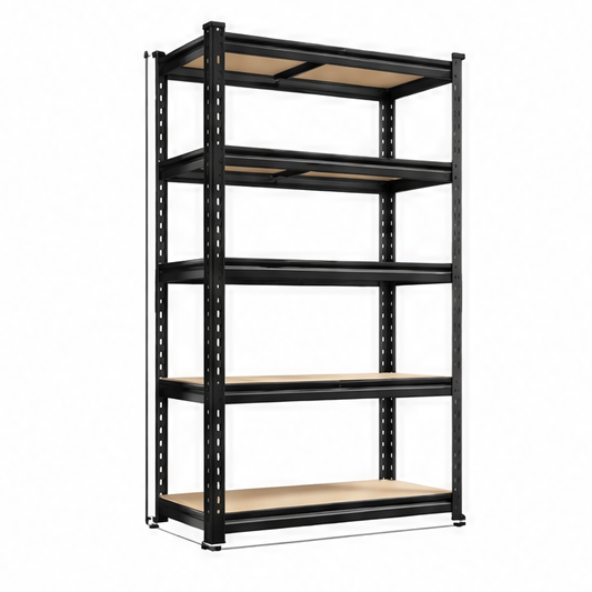 JupiGlow Iron Floor Storage Shelving Unit with Metal Frame for Garage, Pantry, Basement or Workshop, Assembly Required, Black or Gray