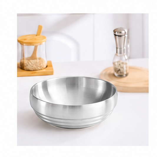 JupiGlow Stainless Steel Decorative Bowl, 1100ml, 1300ml or 1700ml Capacity, Solid Pattern, Gold or Silver Finish for Dining