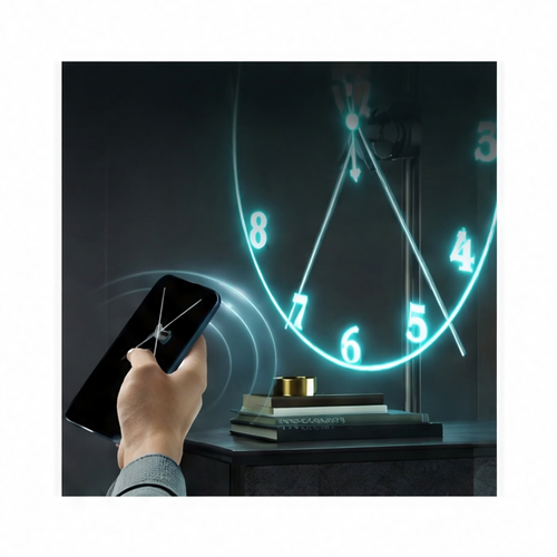 JupiGlow Modern Digital Projector Wall Clock, Circular Plastic LED Design with Swingable LUMINOVA Feature and 14–65cm Sheet Sizes