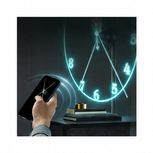 JupiGlow Modern Digital Projector Wall Clock, Circular Plastic LED Design with Swingable LUMINOVA Feature and 14–65cm Sheet Sizes