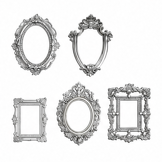 JupiGlow Mini Picture Frame Set, 5-Piece Round Classic Plastic Photo Holders for Desk, Shelf, Wall and Keepsake Display