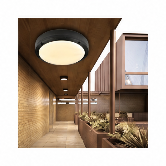 JupiGlow Radar Motion Sensor Outdoor Ceiling Light, LED Flush Mount, AC 90-260V, 6W or 18W, Warm or Cool White for Porch and Bathroom
