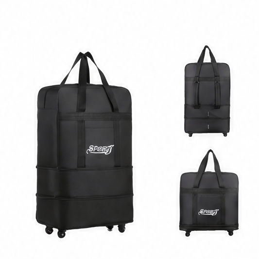 JupiGlow Expandable Rolling Duffel Bag, Wheeled Soft Travel Bag with Sturdy Handle, Casual Solid Design in Small, Medium and Large