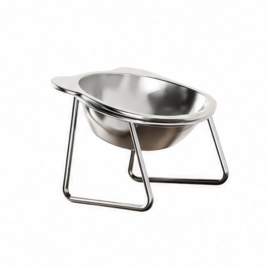 JupiGlow 15° Tilted Stainless Steel Cat Bowl with Removable Metal Stand for Food or Water