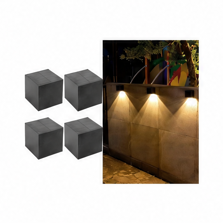 JupiGlow Solar Fence Light, Dimmable LED Wall Lamp, ABS Outdoor Garden Lighting, 6-12 Hour Runtime, 1PCS or 4PCS