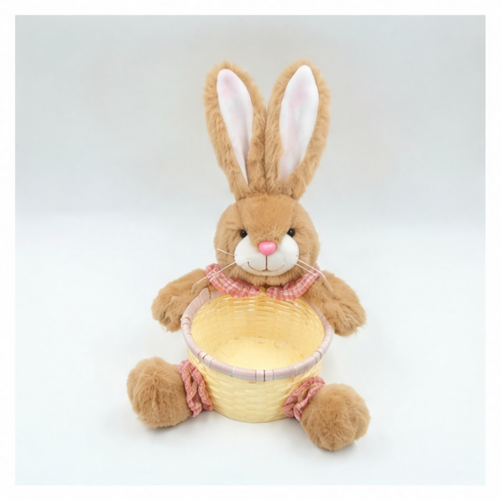JupiGlow Easter Bunny Basket, Waterproof Wicker Treat Holder for Candy, Eggs and Snacks, 26 x 18 x 11 cm, Pink or Green