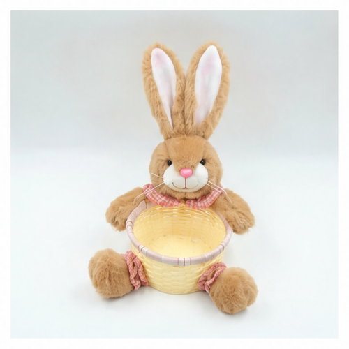 JupiGlow Easter Bunny Basket, Waterproof Wicker Treat Holder for Candy, Eggs and Snacks, 26 x 18 x 11 cm, Pink or Green