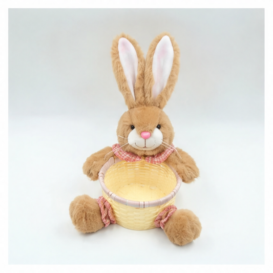 JupiGlow Easter Bunny Basket, Waterproof Wicker Treat Holder for Candy, Eggs and Snacks, 26 x 18 x 11 cm, Pink or Green