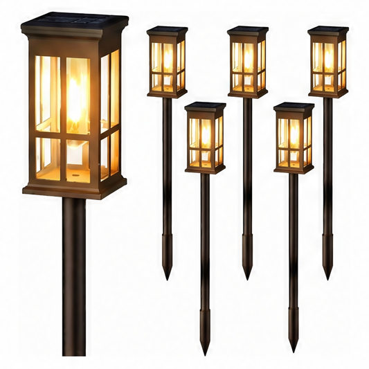 JupiGlow Solar LED Path Lights, Modern Landscape Lighting for Garden, Yard, Patio, Walkway, Driveway and Camping Decor, 6 or 8 Pack