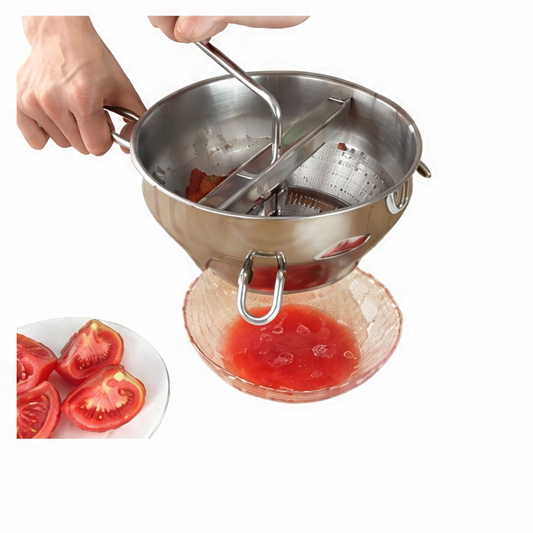 JupiGlow Stainless Steel Food Mill & Garlic Press, 3 Interchangeable Grinding Plates, 917 ml Capacity, Anti-Slip Handles for Sauces