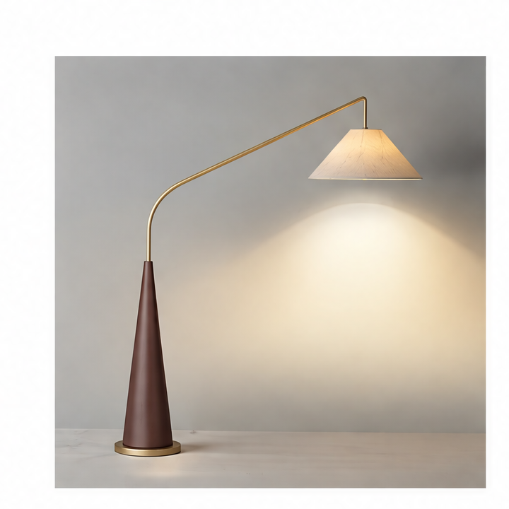 JupiGlow Wabi-Sabi Arched Wood Floor Lamp, Fabric Shade, AC 90-260V, Assembly Design with Warm, Cool or Tri-Color Light Options