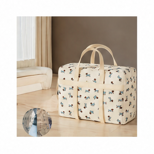 JupiGlow Foldable Luggage Organizer Bag, Large-Capacity Space-Saving Polyester Travel Storage with Cute Puppy Pattern, XL or XXL