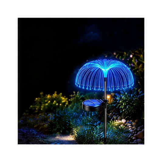JupiGlow Solar Pathway Lights, 7-Color Changing Double Jellyfish LED Garden Décor, 600 mAh Battery for Yard, Lawn and Driveway