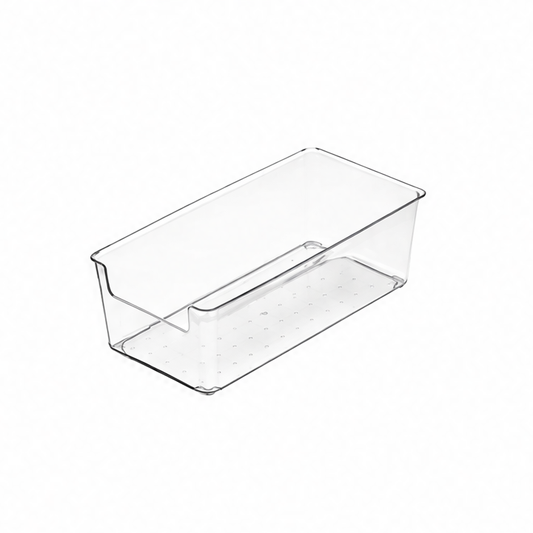 JupiGlow Stackable Pantry Bin, Clear Plastic Storage Container with Carry Handles for Fridge, Freezer, Cabinets and Countertops