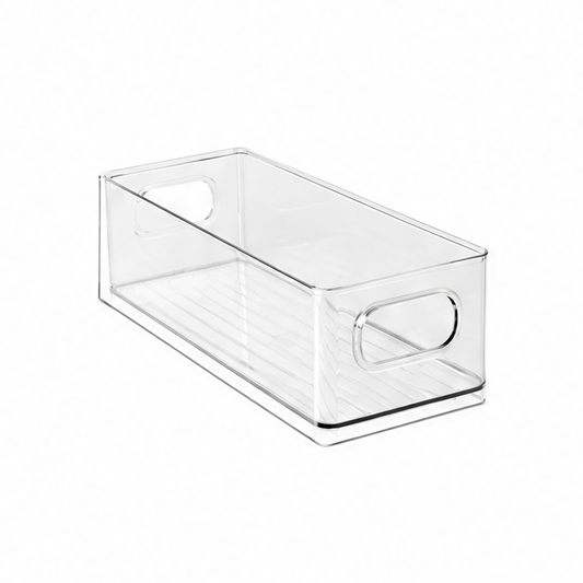 JupiGlow Refrigerator Organizer Box, Transparent Rectangular Plastic Food Storage Bin, Reusable Crisper Container in S or L