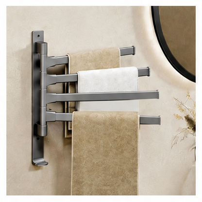 JupiGlow Wall Mounted Towel Rack, Rotatable Aluminum Alloy Holder, 3-, 4- or 5-Tier Options, 30cm Space-Saving Bathroom Storage