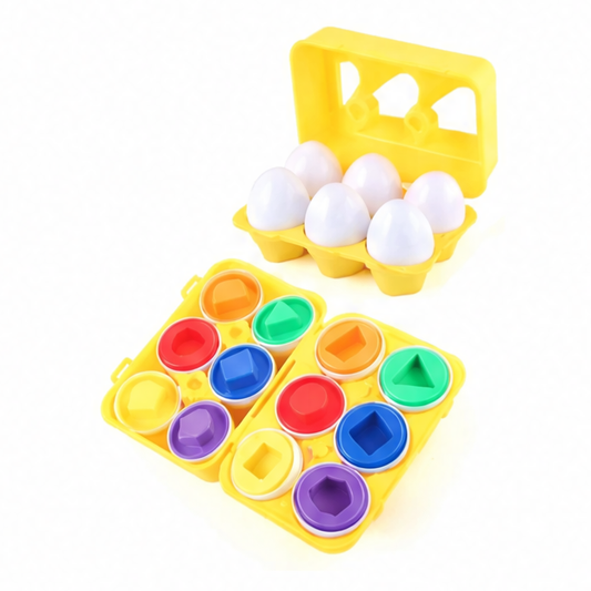 JupiGlow Easter Egg Puzzle Toy Set, Colorful Shape-Sorting Game with 6 or 12 Eggs for Fine Motor and Hand-Eye Coordination Play