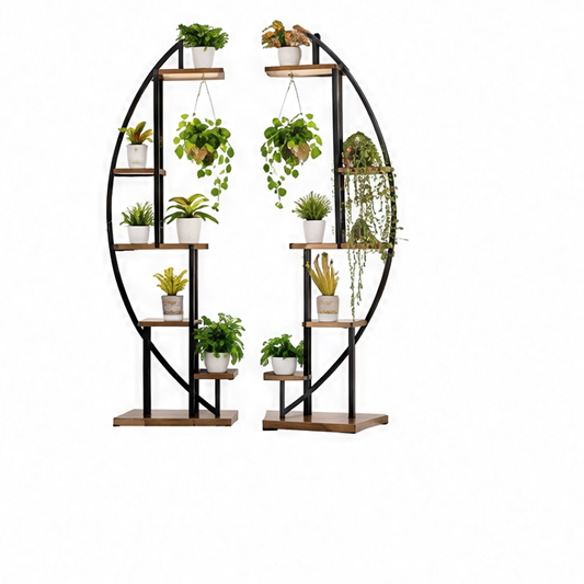 JupiGlow Indoor Plant Stand with Grow Lights, 63 or 65.5 in Tall, 6-Tier Display with 12 Shelves, 4 Hooks and Timers