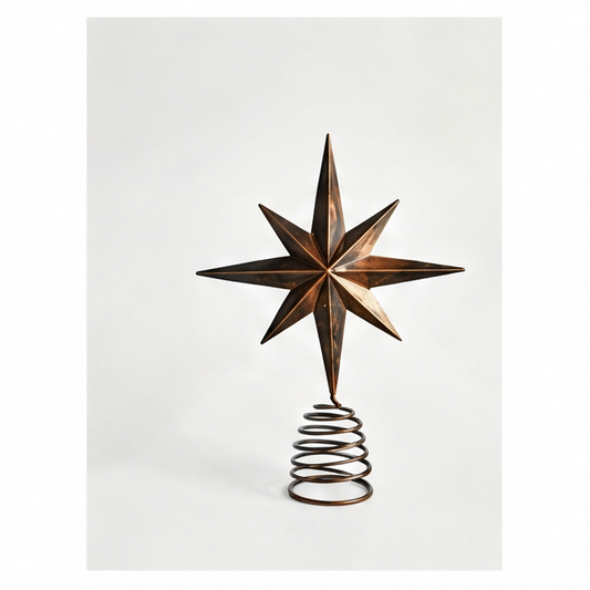 JupiGlow Vintage Distressed Octagonal Star Christmas Tree Topper, Eight-Pointed Holiday Decoration for Home Décor and Gifting