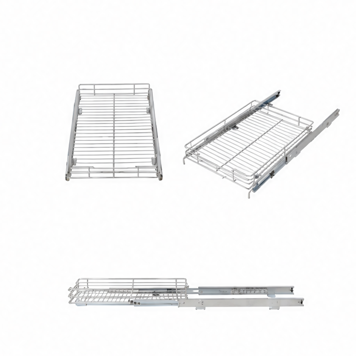 JupiGlow Pull-Out Cabinet Organizer, Stainless Steel Roll-Out Shelf with Full Extension, 50 lb Capacity, 12 or 15 x 21 Inch