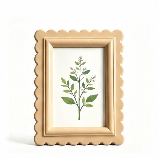 JupiGlow Wave-Edge Plastic Picture Frame, 15 x 20 cm Frame for 10 x 15 cm Photos, Beige or White Desktop Décor