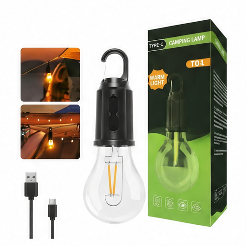 JupiGlow Rechargeable Camping LED Lantern, 3 Brightness Modes, IP65 Waterproof ABS Tent Light with Hook, 1, 2 or 4-Pack