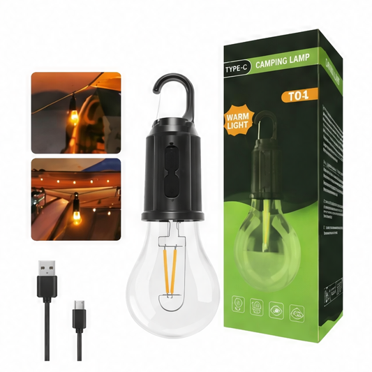 JupiGlow Rechargeable Camping LED Lantern, 3 Brightness Modes, IP65 Waterproof ABS Tent Light with Hook, 1, 2 or 4-Pack