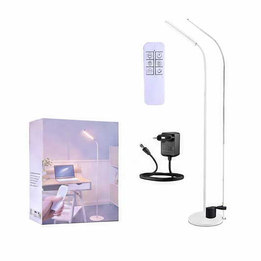 JupiGlow Modern LED Floor Lamp, Remote and Touch Control, Dimmable, 3 Color Temperatures, 360° Gooseneck, 165 cm for Reading