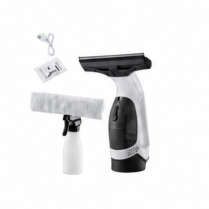 JupiGlow Cordless Window Vacuum Squeegee, 300ml Spray Bottle, Water Collection, Rechargeable Glass Cleaner for Windows, Tiles and Mirrors