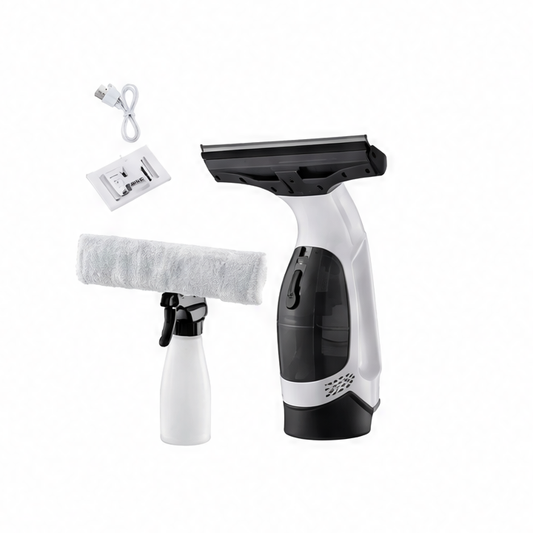 JupiGlow Cordless Window Vacuum Squeegee, 300ml Spray Bottle, Water Collection, Rechargeable Glass Cleaner for Windows, Tiles and Mirrors
