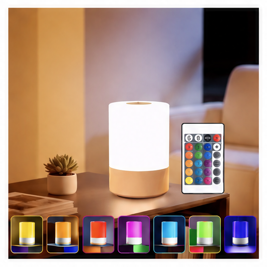JupiGlow RGB Touch Control Bedside Night Light, Remote Operation, Dimmable LED Atmosphere Lamp, 5V USB Power, PVC Candle Shape