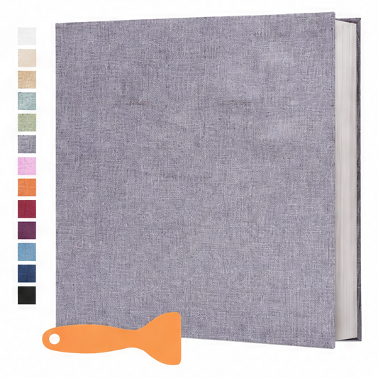 JupiGlow Large Photo Album, 16-Inch Viscose Style Memory Book in Grey, Blue, Turquoise, Black or Pink