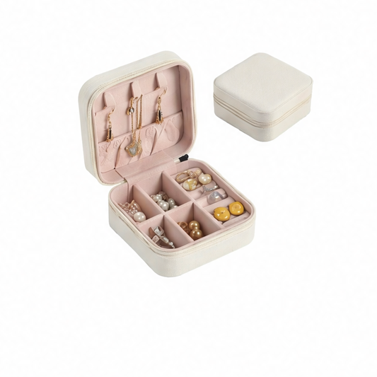 JupiGlow Small Leather Jewelry Storage Box, Portable Travel Case for Rings, Earrings and Necklaces, S Size in Four Colors