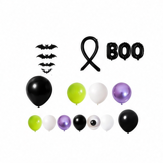 JupiGlow 118-Piece Halloween Balloon Garland Arch Kit, Multicolor Latex and Foil Balloons with Spider, Bat and Boo Party Decor