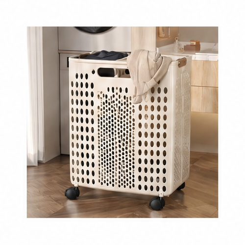 JupiGlow Foldable Clothes Hamper, Large-Capacity Reusable Laundry Basket with Wheels and Divider-Free Design for Bathroom Storage