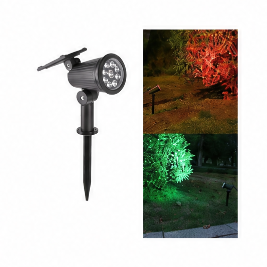 JupiGlow Solar Spotlights, 9-LED Adjustable Brightness Outdoor Garden Lights with RGB, Warm or White Light Options