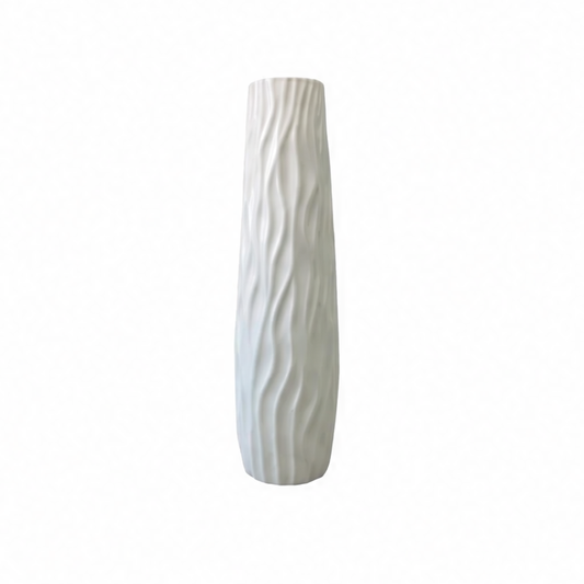 JupiGlow Modern 22.83 in Floor Vase, 3D Relief Plastic Centerpiece with Hydroponic Partition for Fresh or Dried Flowers