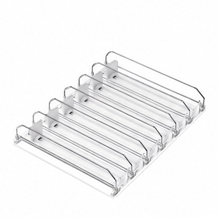 JupiGlow Refrigerator Can Organizer, Automatic Pusher, 6-Row Soda Dispenser Holding up to 30 Cans, Reusable XXL Beverage Rack