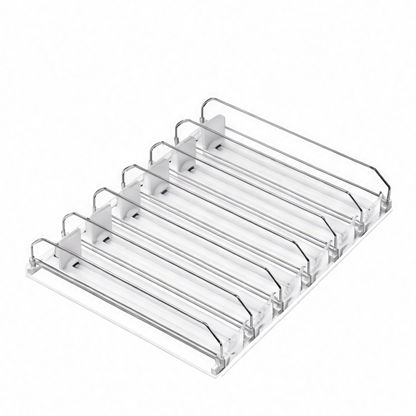 JupiGlow Refrigerator Can Organizer, Automatic Pusher, 6-Row Soda Dispenser Holding up to 30 Cans, Reusable XXL Beverage Rack