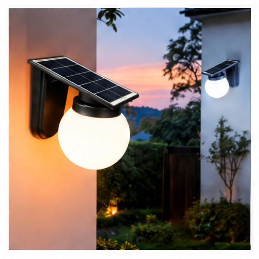 JupiGlow Solar Wall Lights, Dimmable LED Outdoor Lamps with 3 Modes, 3 Color Temperatures and Light-Sensing Control