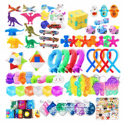 JupiGlow Kids' Party Favor Fidget Toys Bulk Set, 62 or 124 Pieces, Plastic Treasure Box Prizes and Stocking Stuffers