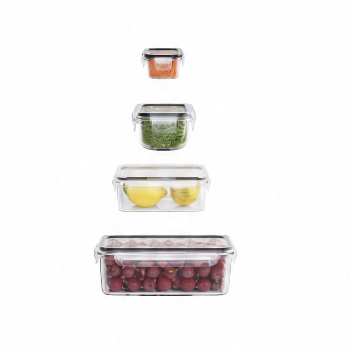 JupiGlow 4-Piece Food Storage Container Set, Airtight Plastic Pantry Containers with Easy Snap Lids, Leak-Proof Dry Food Storage