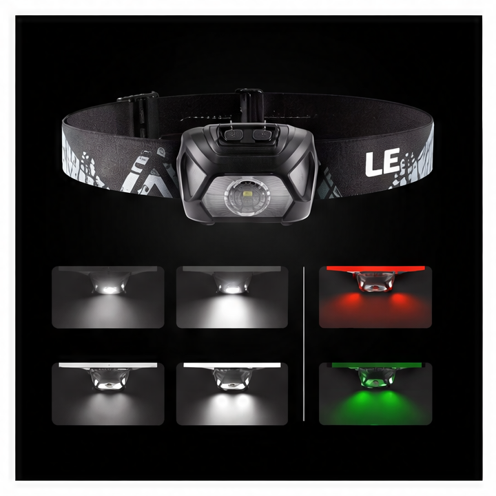 JupiGlow USB Rechargeable 5W LED Headlamp with 180 Degree Beam and IPX4 Water Resistance