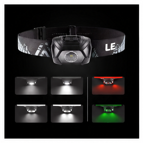 JupiGlow USB Rechargeable 5W LED Headlamp with 180 Degree Beam and IPX4 Water Resistance