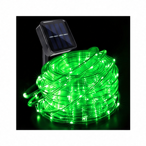 JupiGlow Solar LED Tube Light, 12M 100-LED String, Dimmable Push-Button Garden Decoration with Color Options
