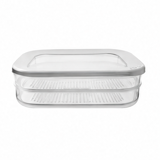 JupiGlow Stackable Food Storage Container, Reusable Plastic Meat and Lunch Box with Lid, 2-Layer or 3-Layer Fridge Organizer