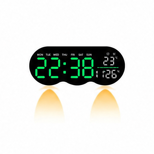 JupiGlow Modern Digital Wall Clock, LED Display with Ambient Light, Countdown, Dual Alarm and Remote Control for Home or Office